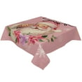 thumbnail image 2 of Pink Christmas Tablecloth Square Table Cloth 60x60 , Waterproof Tablecloth Outdoor Table Cloth, Santa Winter Snowflake Botanical Rustic Washable Table Cover for Kitchen Dining Party, 2 of 8