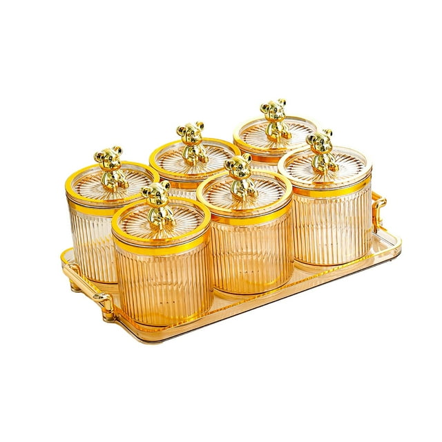 Luzkey Divided Dried Fruit Plates Snack Plates Decorative Elegant Storage Container Nuts Tray Spice Storage Holders for Kitchen Home With Tray