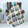 thumbnail image 4 of Cartoon Soft Flannel Fleece Throw Blanket, Colorful Landscape Transportation Displayed in 4 Lines All from Bicycle to Truck, Cozy Plush for Indoor and Outdoor Use, 60" x 80", Multicolor, by Ambesonne, 4 of 5