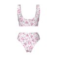 thumbnail image 2 of Honeii Rose Flowers Print Women’s Bikini Set,Two Piece Swimsuit Bathing Suits,Stylish High Elasticity Swimwear for Beach and Pool, 2 of 7