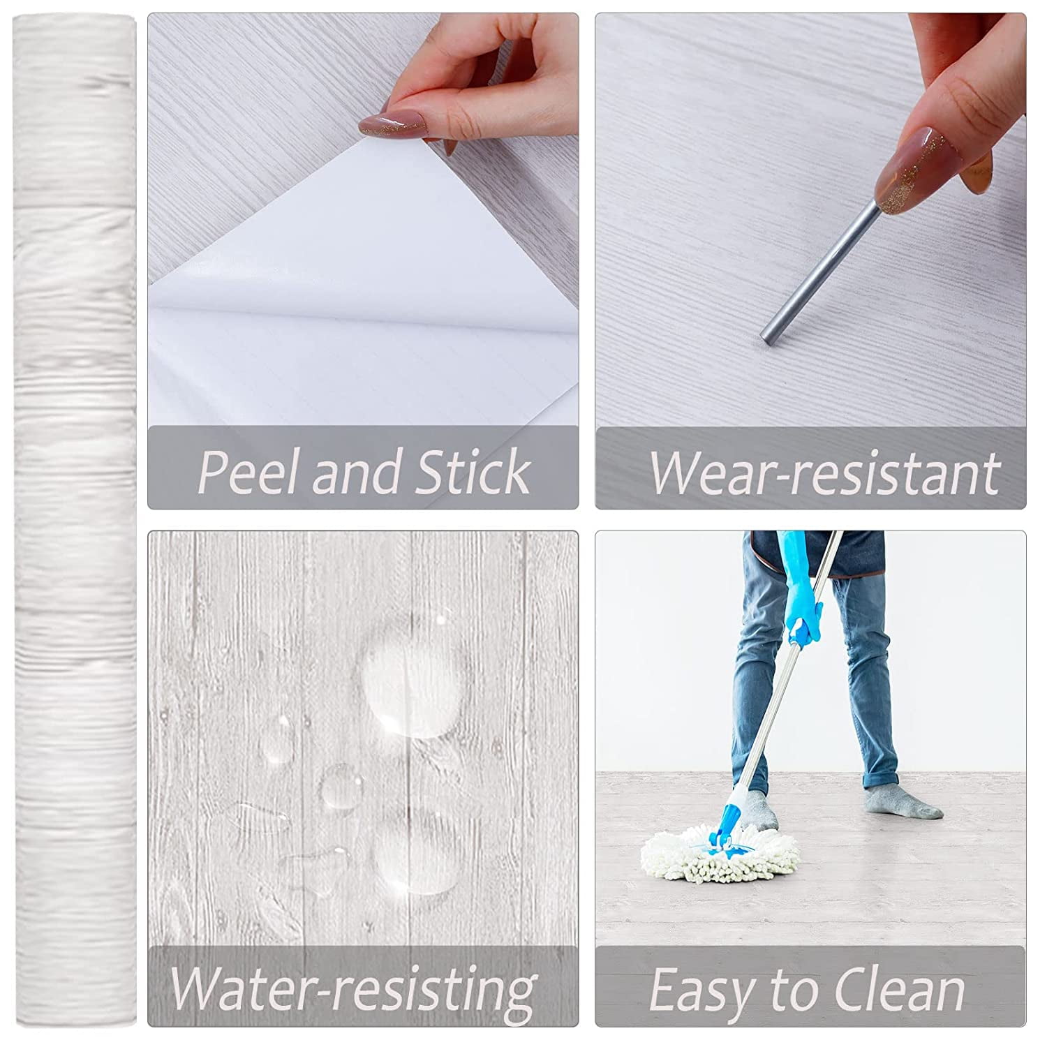 Oxdigi PVC Peel and Stick Contact Paper Vinyl Flooring Roll 24x 393 inch Self Adhesive Wood Plank Film