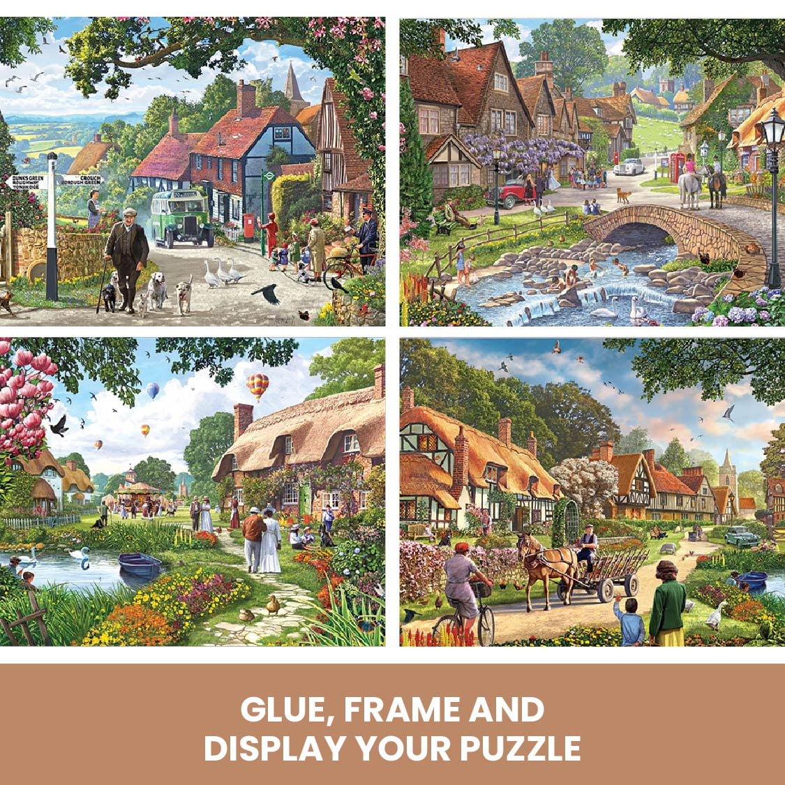 Bits and Pieces Jigsaw Puzzles Village Life 300 Piece 4-in-1 Multi-Pack 16" x 20"
