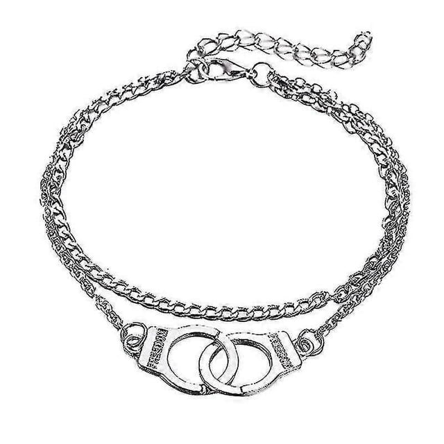 Tobillera con esposas de oro y plata para pareja, tobillera de playa, cadena para el pie, joyería de moda