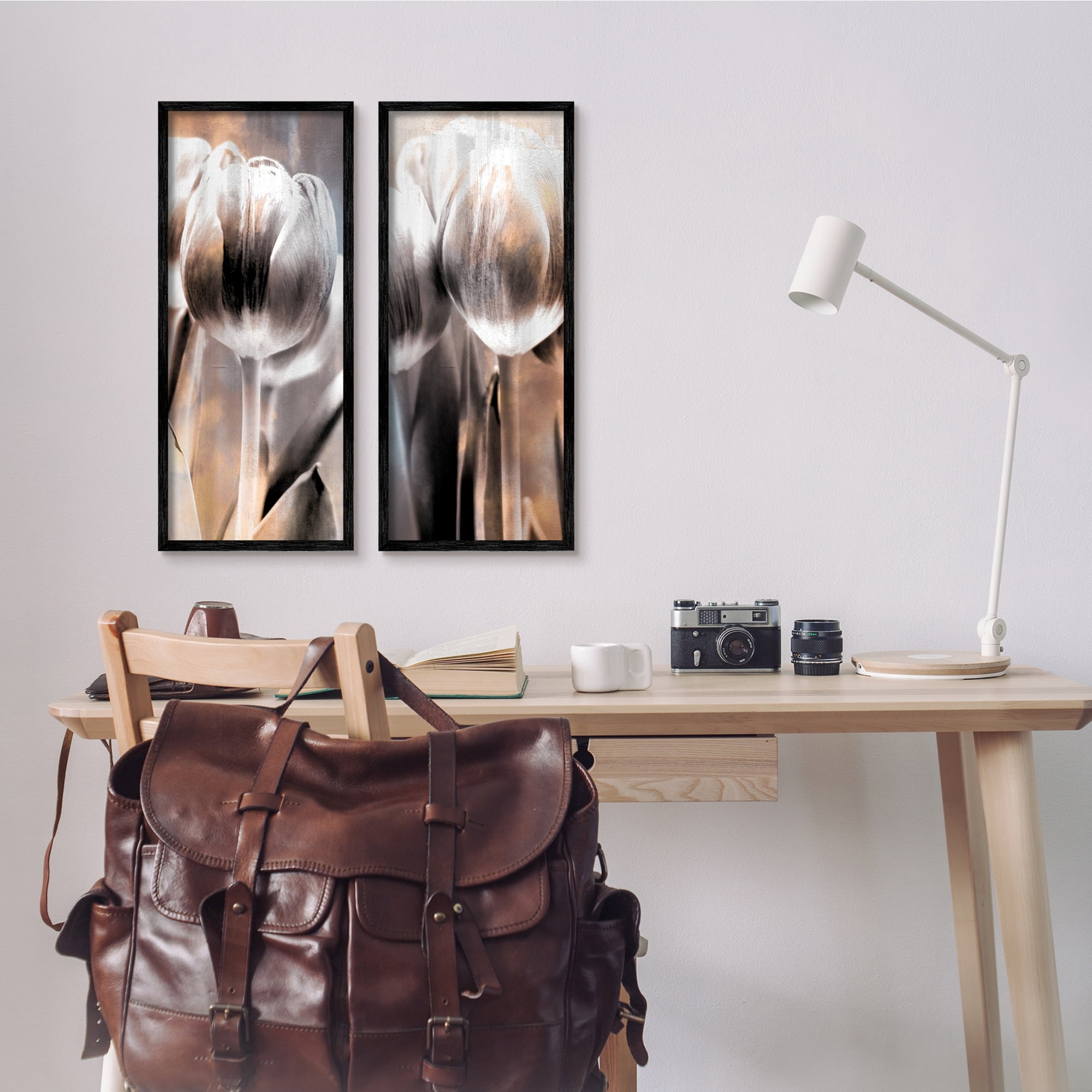 Stupell Industries Modern Abstract Tulip Floral Photography Grey Brown Flowers, 10 x 24, Design by Kim Allen