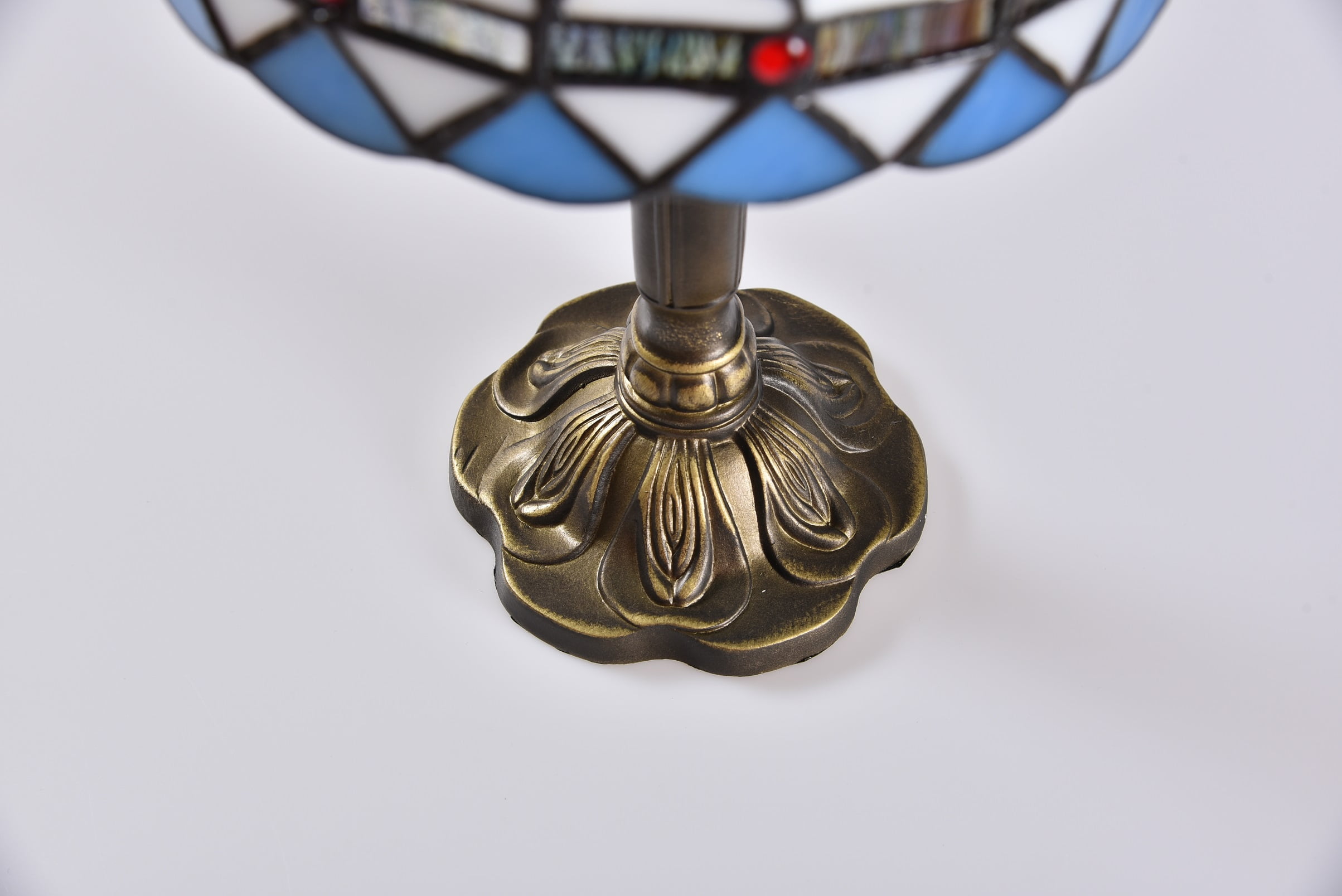 Orinova Tiffany-Style Table Lamp Stained Glass Bedside Lamp for Living Room Bedroom Traditional Desk Light 14.5'' H Multi-Color