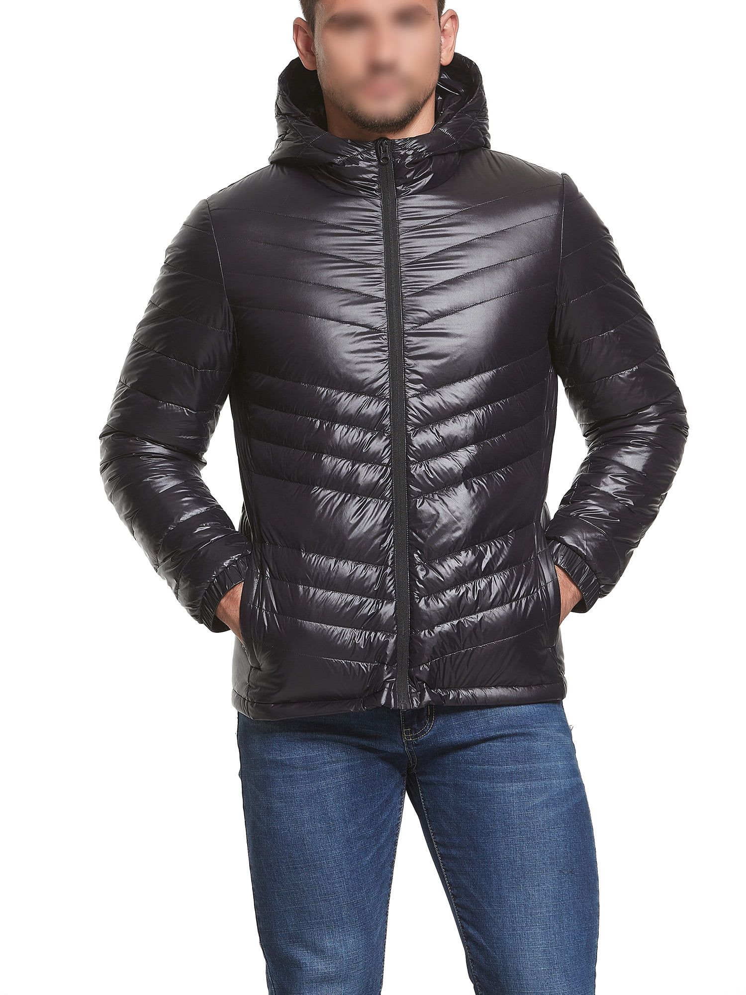 Tareas del hogar sobras retorta Men Lightweight Water-Resistant Puffer Jacket Winter Packable Hooded Down  Coat with Zipper Pockets - Walmart.com