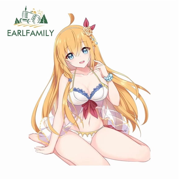 EARLFAMILY for 5.1" Anime Loli Girl Squatting Pose Car Stickers Scratch-proof Creative Decal Original Bumper Laptop Accessories