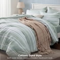 thumbnail image 2 of U by Bedsure Full Comforter Set Sage Green, Bed in a Bag Full Size Bedding 7-Pieces, Striped Bedding Set for All Seasons, 2 of 9