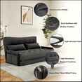 thumbnail image 4 of ALAULM Modern Two-Seater Folding Sofa Bed Convertible Sleeper Couch with Pillows, Storage Side, Versatile Floor Couch for Living Room Bedroom, Dark Gray, 4 of 10
