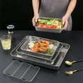 thumbnail image 3 of LEFU for Stainless Steel Baking Pan with Cooling Rack Set - Multi-Size Roasting Tray for Oven Kitchen BBQ Cake Cookies Vegetables - Rust-Proof Dishwasher Safe Bakeware (23x17x5cm), 3 of 8