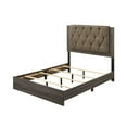 thumbnail image 3 of Eastern King Size Panel Bed Gray Oak Button Tufted Upholstered Headboard Contemporary Style Bedroom Furniture, 3 of 3