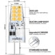 thumbnail image 2 of Bombilla LED G4, luz blanca cálida de 2700 K, ahorro de energía, no regulable, fuente de luz de 3 W y 3000 K, encendido instantáneo, sin parpadeo, ángulo de haz amplio de 360°, fácil instalación,, 2 of 5