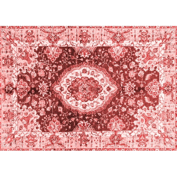 Ahgly Company Machine Washable Indoor Rectangle Abstract Red Modern Area Rugs, 2' x 4'