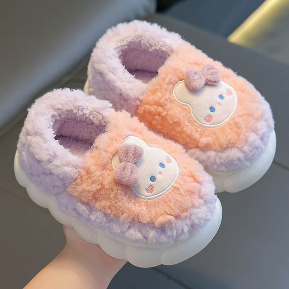 Avrntaa Girl's Soft Plush Lightweight House Slippers - Boy Non Slip Slip on Cozy Indoor Outdoor Slippers Toddler Shoe Red Shoes Size 9Toddler