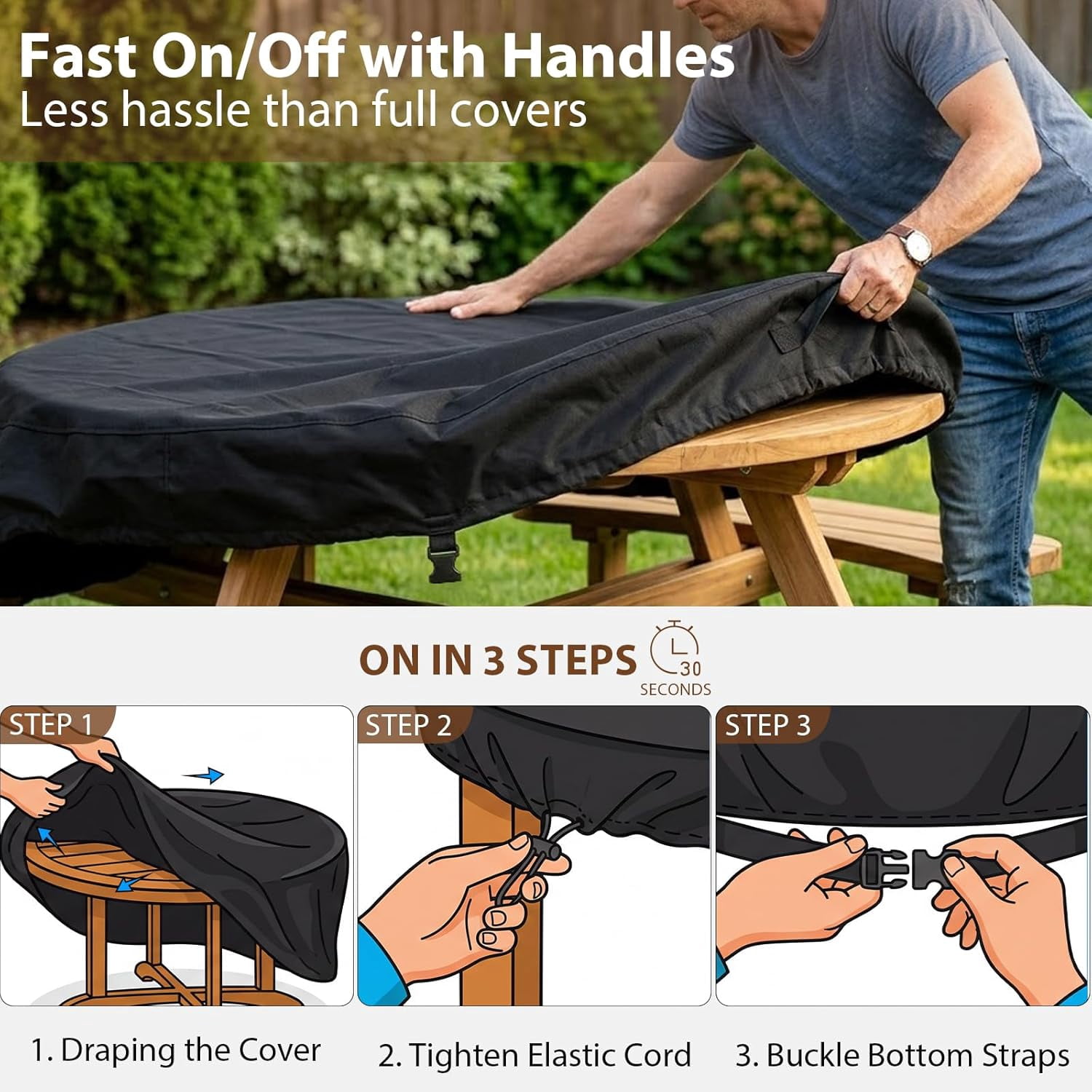 Heavy Duty Patio Table Cover, Gas Firepit Cover Waterproof Outdoor Furniture Cover