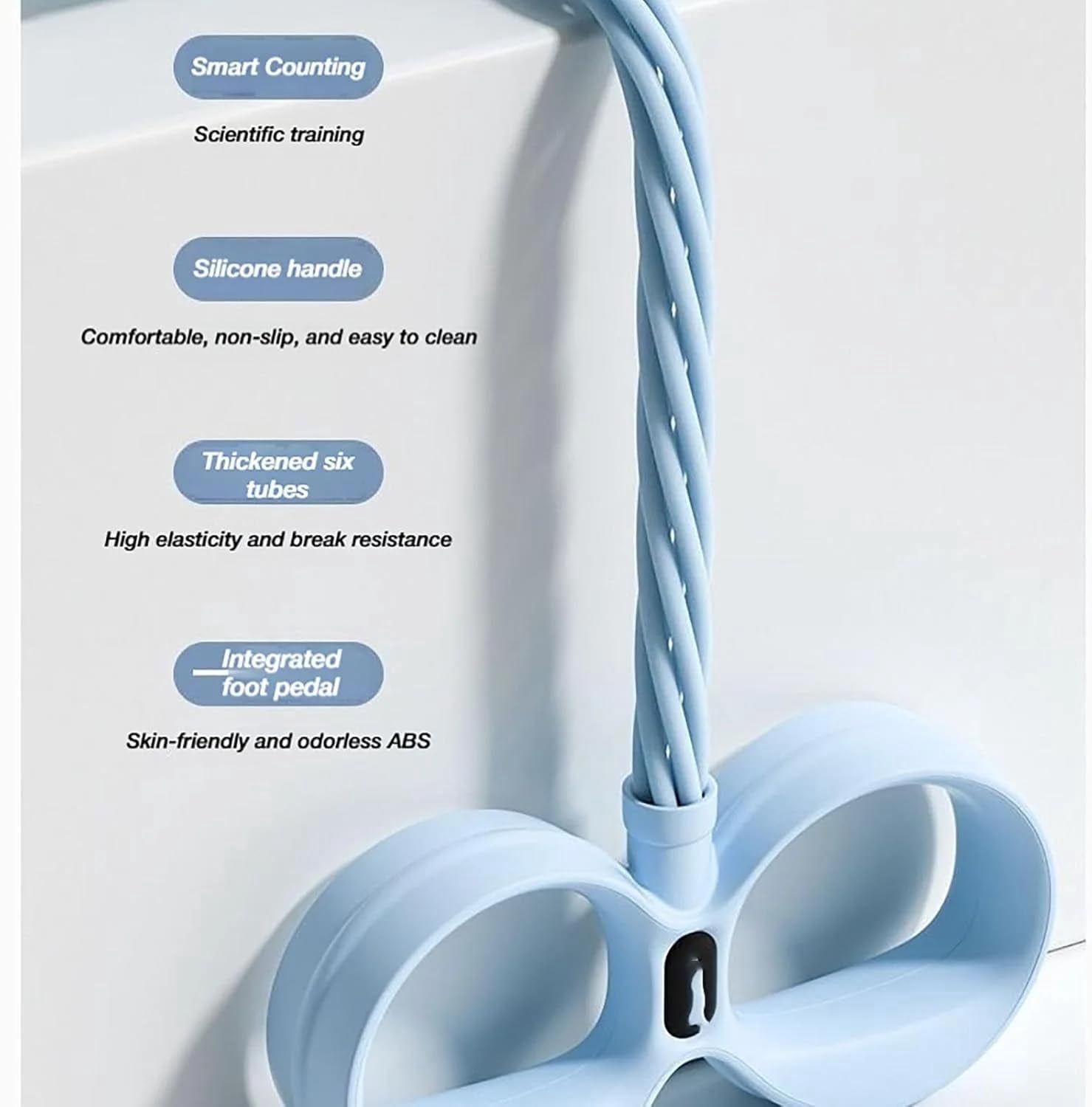 2026 New Smart Foot Pedal Resistance  Band,Multi-function Tension Rope, 6-Tube Elastic Yoga Pedal Puller, Fitness Resistance Bands with Digital Display & Handles for Full Body Stretching & Yoga