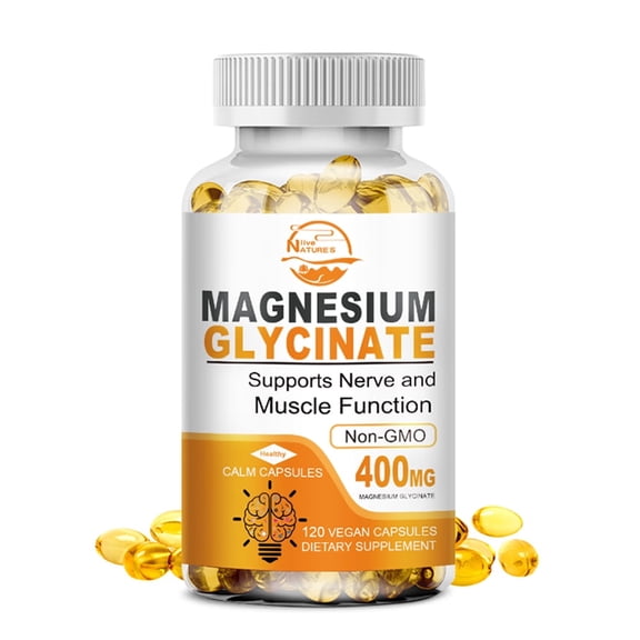 NATURE'S LIVE Magnesium Glycinate 400mg, High Absorption Chelated Magnesium for Muscle, Nerve & Sleep Support, 120 Capsules