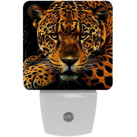 

Leopards LED Square Night Light - Compact and Energy Efficient Illumination for Bedrooms and Bathrooms - Plug-in Wall Lamp with Auto Sensor
