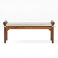thumbnail image 6 of Noble House Claudia Rustic Acacia Wood Bench with Cushion, Mahogany and Cream, 6 of 13