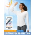 thumbnail image 4 of baleaf Women's Long Sleeve Sun Shirts UPF50+ UV Protection Rash Guard Lightweight Quick Dry V Neck Workout Hiking Tops White M, 4 of 7