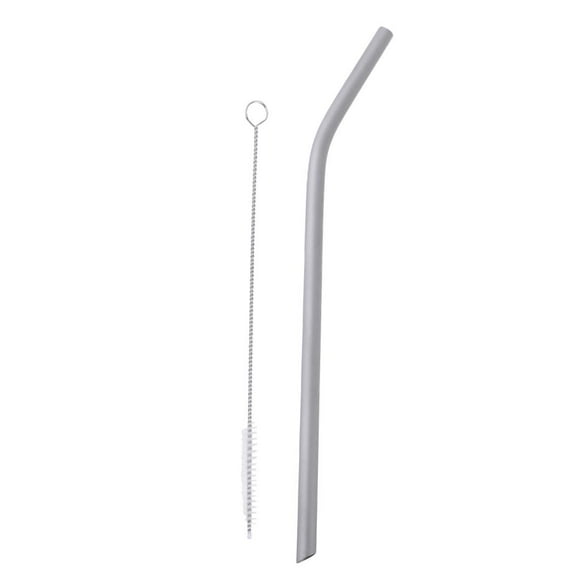 Titanium Drinking Straw with Cleaning Brush Strong & Lightweight 7mm Bent Bevel
