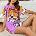 thumbnail image 4 of "Wukai Corgi In Sushi Roll Women's Pajama Set - Short-Sleeve Top and Shorts with Elastic Waistband and Pockets for Loungewear, Yoga, and Casual Wear-Medium, 4 of 8