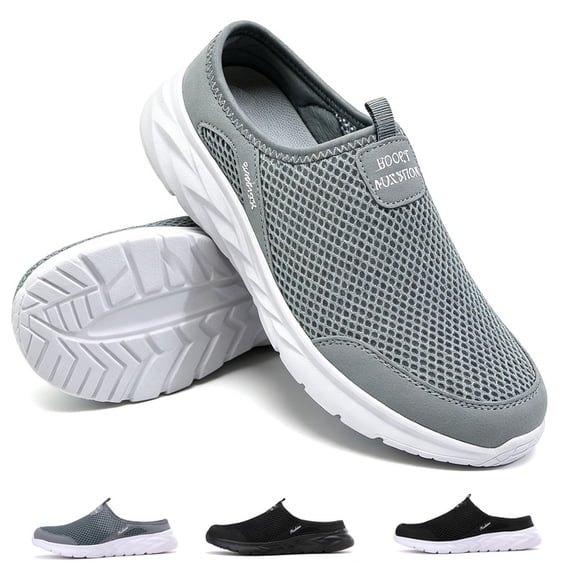 CHICVOMEY Mules for Men Arch Support Lightweight Breathable Mesh Open Back Shoes Comfortable Outdoor Walking Casual Slip On Work Shoes