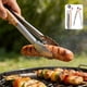 thumbnail image 5 of Pinzas de acero inoxidable para alimentos | Mango ergonómico de madera de 44 cm | Agarre antideslizante de alta resistencia | Bordes festoneados para servir pan y bistec | Utensilio de cocina con, 5 of 6