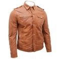 thumbnail image 3 of Mens Leather Jeans Style Shirt Jacket-Dawley in Tan, 3 of 6
