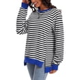 thumbnail image 4 of Sudadera de Rayas para Mujer ATHLECHIC Ajuste Holgado de Manga Larga Cuello Redondo Top S Negro Blanco, 4 of 4