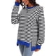 thumbnail image 4 of Sudadera de Rayas para Mujer ATHLECHIC Ajuste Holgado de Manga Larga Cuello Redondo Top S Negro Blanco, 4 of 4