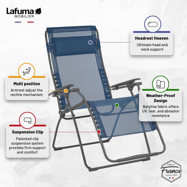 Lafuma, Recliner Chair, XL Outdoor Steel Framed, Blue - Walmart.com