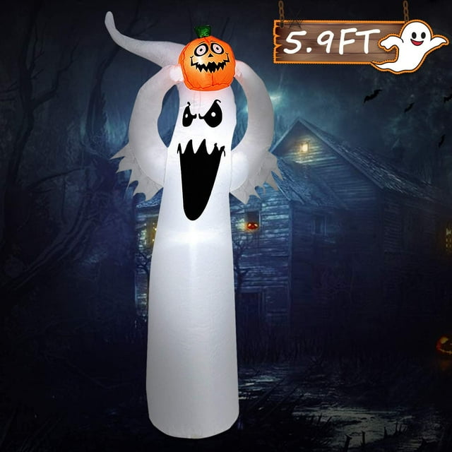 Inflables de Halloween, decoraciones inflables de fantasmas y calabazas de 6 pies con luces LED para el hogar, el patio, los centros comerciales, los suministros de decoración
