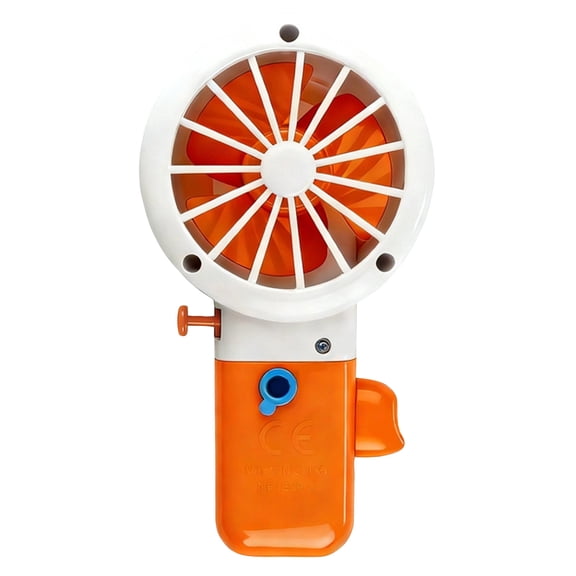 Handheld Water Spray Fan Hand Cranked Misting Fan Portable Personal Cooler Battery Free Manual Cooling Humidifying Fan for Camping Hiking Orange