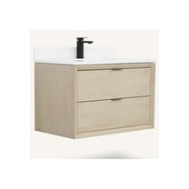 Legion Furniture 36" VANITY WHITEWASHED OAK FINISH WITH 1" THICK WHITE ARTIFICIAL STONE