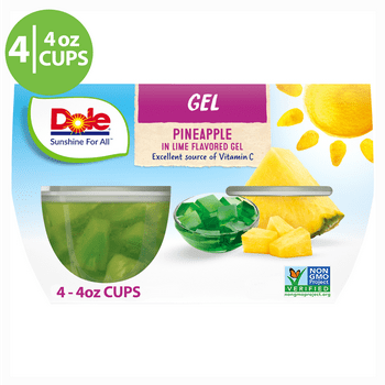 (4 Cups) Dole Fruit s Diced Pineapple in Lime Gel, 4.3 oz