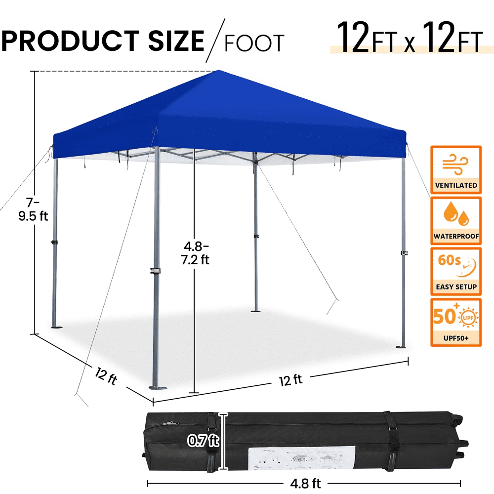 Renwick 12x12ft Pop-up Canopy Tent, Blue