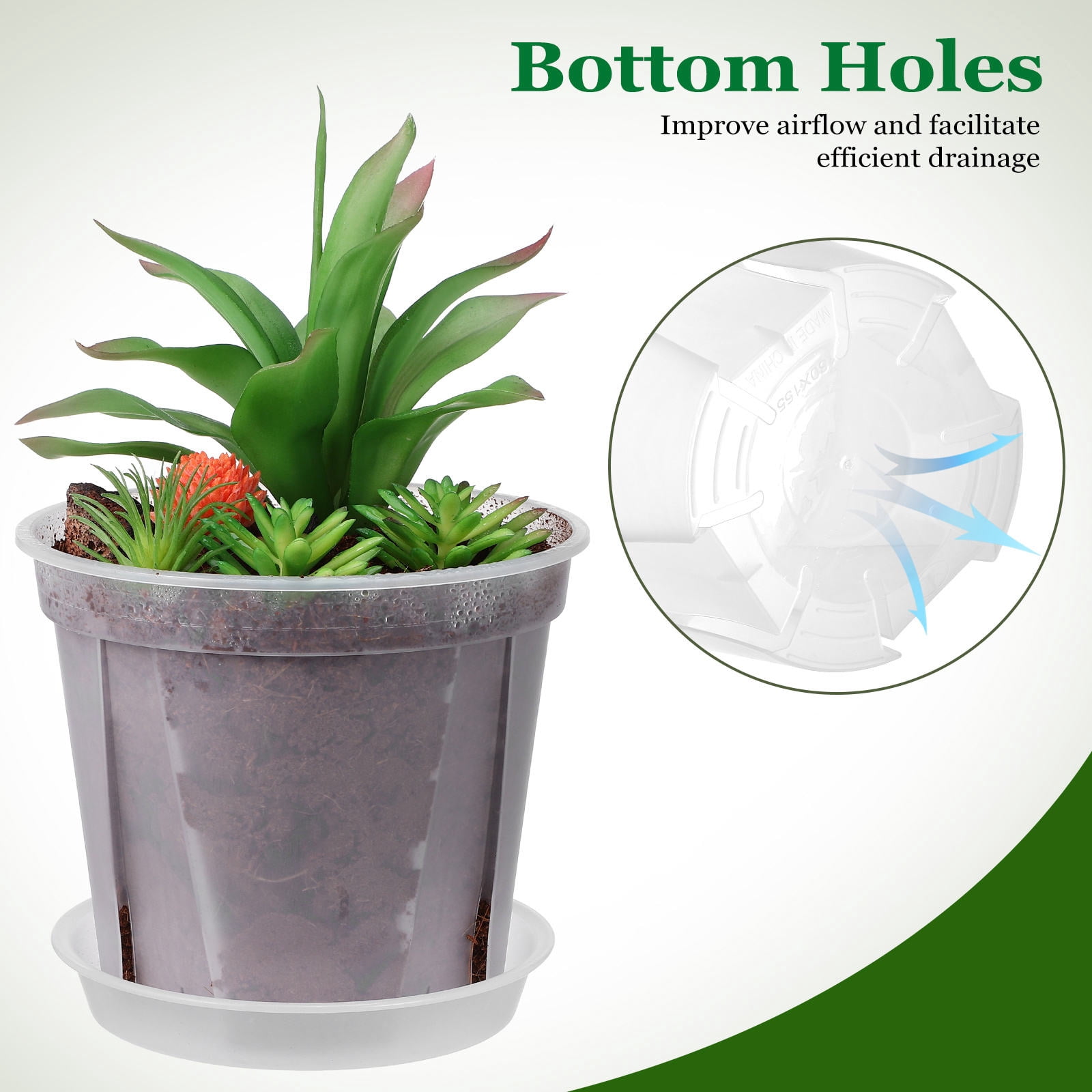 unbranded 4 Pcs Thickened Plastic Flower Pots Square Planter Pots Indoor Root Development Gardening