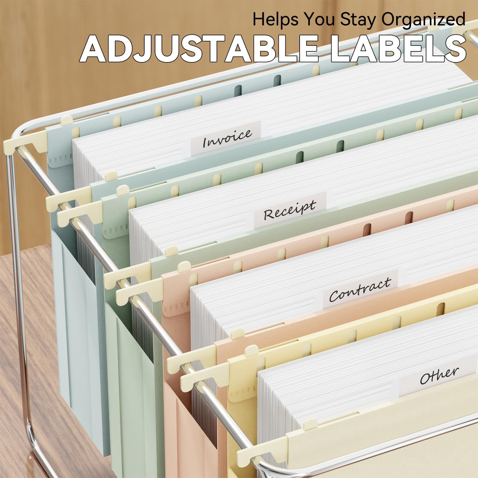 Plastic Extra Capacity Hanging File Folder Letter Size Expanding Hang With Tab Heavy Duty 2" Expansion Accordian Pocket 12 Pack Reinforced Pastel Color Filing Cabinet Folders No Assembly