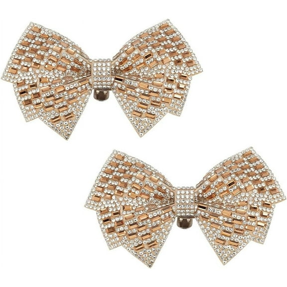 2pcs Bowknot Rhinestone Shoe Decoration Cornsilk 62x98x12mm