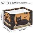 thumbnail image 4 of Yayeee Canvas Storage Basket with Handles for Shelves Fabric Bins Closet Organizer, Orange Halloween Cat, 4 of 8