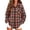 Brown #24, variant on Women Oversized Plaid Shirt Long Sleeve Button Down Casual Shirts Button Front Chest Patch Pocket Relaxed Fit Blouses