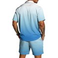 thumbnail image 6 of Hearthz Mens 2 Pieces Outfits Casual Gradient Print Short Sleeve Button Down Shirt and Shorts Set Summer Casual Tracksuit with Pockets, 6 of 6