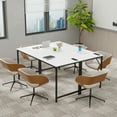thumbnail image 2 of Giantex Home Office Desk, Computer Desk w/Recessed Power Strip & Wide Desktop, Workstation Writing Table, Rustic White, 2 of 8