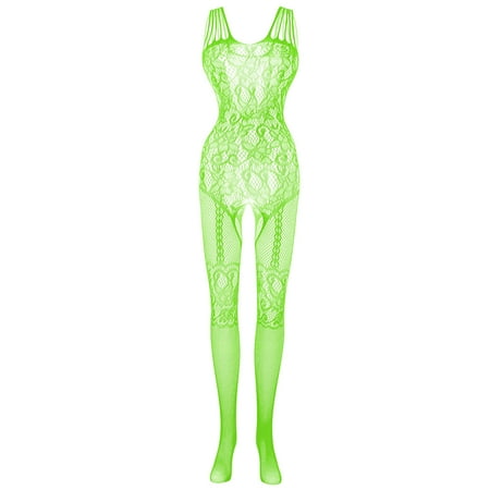 JINMGG 2024 Womens Plus Size Clearance Womens Lingerie Fishnet Open Crotch Seamless Mesh Netting Stockings Chemise Hollow Out Babydoll Bodysuit Sleepwear
