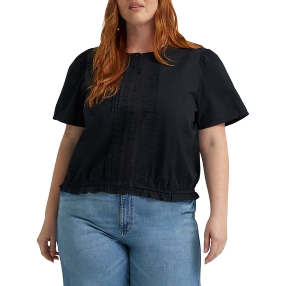Lee® Women's Plus Short Sleeve Pintuck Top