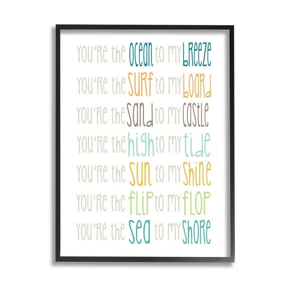 Stupell Industries Nautical Romantic Beach List Graphic Art Black Framed Art Print Wall Art, Design by Alli Rogosich