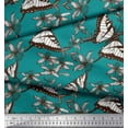thumbnail image 2 of Soimoi Green polyester Crepe Fabric Flower & Butterfly Print Fabric by Yard 42 Inch Wide, 2 of 3