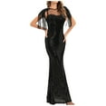 thumbnail image 2 of Women Dresses Plus V-neck Sequin Sexy Leggings Dresses Sleeveless Fashion Dresses Black Trendy Skirt Size S, 2 of 9