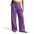 thumbnail image 7 of Horkkom Pants for Women Cotton High Waisted Drawstring Pants Casual Loose Pleated Pants with Pockets S, 7 of 7